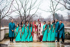 Indian couple with bridesmaids and groomsmen Indian couple with bridesmaids and groomsmen