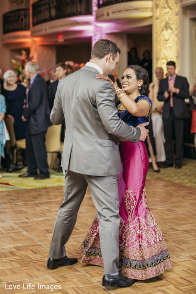 Indian couple first dance at wedding reception