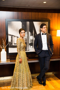 Impressive indian couple in reception fashion. indian bride,indian groom,indian fusion wedding reception,indian wedding portrait