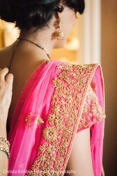 Beautiful golden and hot pink embroider lengha. indian bride,indian bridal fashions,indian bride getting ready