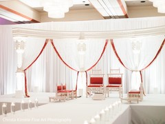 White and red themed wedding ceremony decor. indian wedding mandap,indian wedding ceremony,indian wedding floral and decor