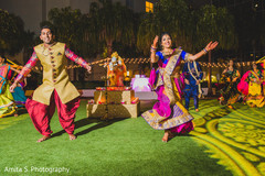 Bride and groom's sangeet dance. Bride and groom's sangeet dance.