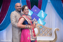 Bride and groom sangeet portrait. Bride and groom sangeet portrait.
