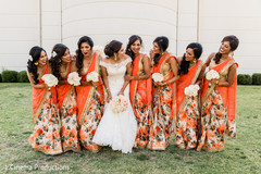 Glamorous indian bride with her bridal party. indian wedding gowns,indian wedding photography,indian bride,indian bridesmaids