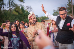 Groom having fun during baraat Groom having fun during baraat