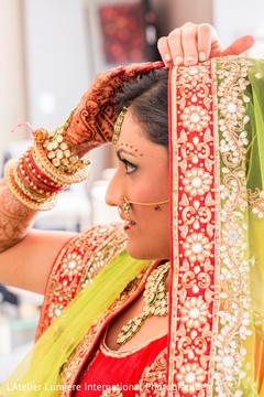 Dupatta draping. indian bride,indian bridal hair and makeup,indian wedding jewelry,indian bride getting ready