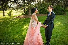Fun wedding portrait peach gown,peach bridal gown,indian wedding gowns