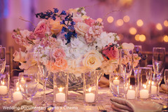 Beautiful flower centerpieces at indian wedding reception Beautiful flower centerpieces at indian wedding reception