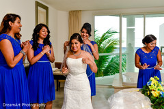 Indian bride and bridesmaids almost ready for wedding ceremony Indian bride and bridesmaids almost ready for wedding ceremony