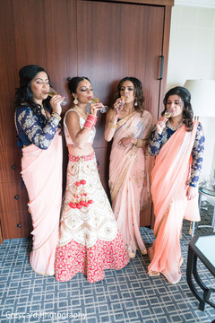 Gorgeous bridal party. indian bride getting ready,indian bride,inidan bridesmaids