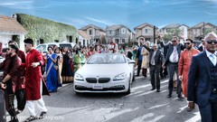 Indian groom arriving at wedding ceremony Indian groom arriving at wedding ceremony