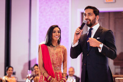 Bride and groom at a pre-wedding celebration. indian bride,indian groom,indian wedding,indian pre-wedding celebrations,indian pre-wedding fashion
