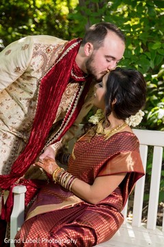 Groom sweetly kissing the bride Groom sweetly kissing the bride