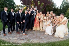 Fun bridal party photo groomsmen fashion,suit,indian fusion wedding reception