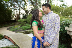 Maharani and Raja outdoor sangeet portrait. indian bride,indian groom,indian pre-wedding fashion