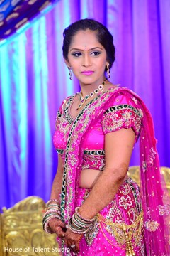 Indian bride in pink lengha. Indian bride in pink lengha.