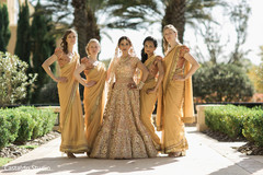 Indian bride and bridesmaids outdoor photography before wedding ceremony Indian bride and bridesmaids outdoor photography before wedding ceremony