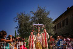 Indian bride arriving at wedding ceremony