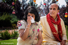 Indian lady feeling emotional at wedding ceremony