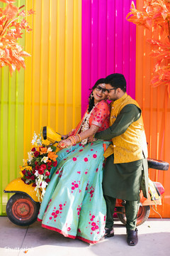 Colorful bride and groom portrait Colorful bride and groom portrait