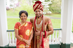 Indian groom and his mother. indian groom fashion ideas,indian wedding portrait,indian groom accessories