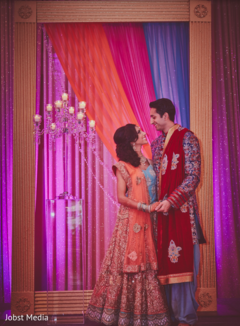 Charming indian bride and groom's portrait Charming indian bride and groom's portrait