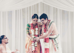 Indian bride and groom at wedding ceremony Indian bride and groom at wedding ceremony