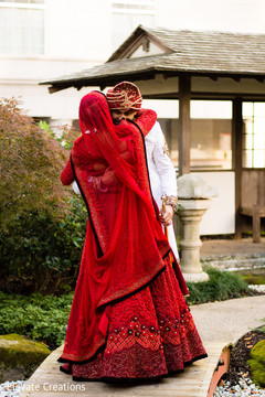Sweetest Indian couple first look. indian bridal fashion,indian bride,lengha,red lengha,indian groom