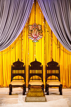 Draped pre-wedding ceremony stage. pre- wedding celebrations,stage,indian wedding ceremony