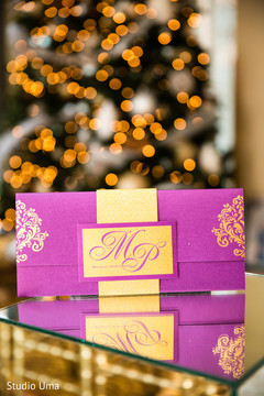Deep fuschia and golden Indian wedding invitation envelope. Deep fuschia and golden Indian wedding invitation envelope.