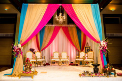 Colorful Indoors mandap decor. indian wedding ceremony,floral and decor,mandap