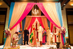 Jaimala wedding ritual. indian wedding ceremony,indian groom,indian bride,mandap