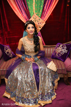Gorgeous bride in purple sangeet wear. sangeet,pre- wedding celebrations,pre-wedding fashion