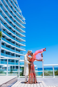 Indian bride and groom beach side photo session. Indian bride and groom beach side photo session.