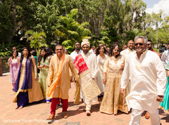 Indian groom escorted during the baraat. Indian groom escorted during the baraat.
