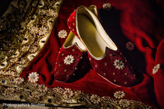 Indian groom's red velvet shoes. Indian groom's red velvet shoes.