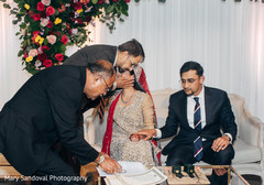 Indian bride and groom signing wedding contract Indian bride and groom signing wedding contract