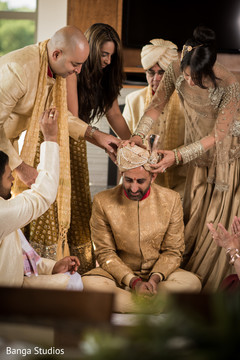 Indian groom getting ready for wedding ceremony Indian groom getting ready for wedding ceremony