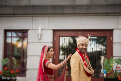Indian bride and groom first look Indian bride and groom first look