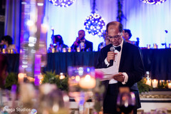 Indian bride's father giving a speech indian wedding reception,indian wedding reception decor,lightning