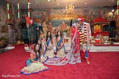 Sweetest indian couple and bridesmaids portrait. indian bride,indian,groom,indian bridesmaids,indian wedding ceremony