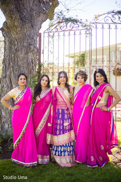 Enchanting indian bride with bridesmaids indian bride lengha,indian bridesmaids,indian bridesmaids’ fashion