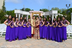 indian bride and groom with bridesmaids indian bridal party,indian bridesmaids’ fashion,indian groom sherwani,indian bride lengha