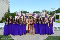 Indian bride and groom with bridesmaid and groomsmen indian bride lengha,indian groom sherwani,indian groomsmen fashion,indian bridesmaids’ fashion