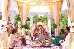 Dreamy indian bride and groom on their wedding ceremony indian bride lengha,indian groom sherwani,indian wedding ceremony