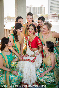 Stunning Indian bride with bridesmaids. Stunning Indian bride with bridesmaids.