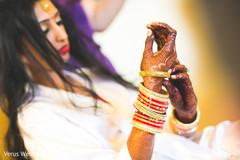 Indian bride getting ready for wedding ceremony