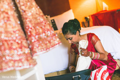 Beautiful indian bride getting ready