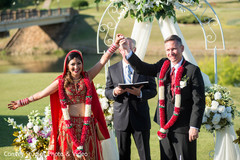 Ravishing outdoor indian fusion wedding ceremony. indian bride,indian groom,indian fusion wedding ceremony