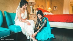 Bridemaids helping maharani white lengha,bridal lengha